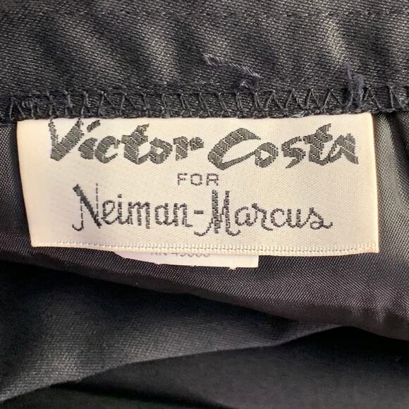 VICTOR COSTA Vintage Size 26 Black Taffeta Open Front Long Skirt - Picture 7 of 10
